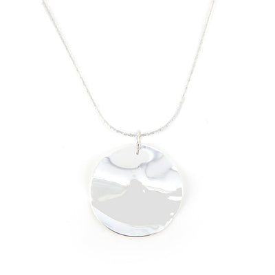 Debbie-Necklace-Silver-Curve-Disk-Pendant-Unique-Womens-Jewellery-Flat-Link-Chain